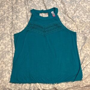 No Boundaries Turquoise w/ Accent Halter Tank Top